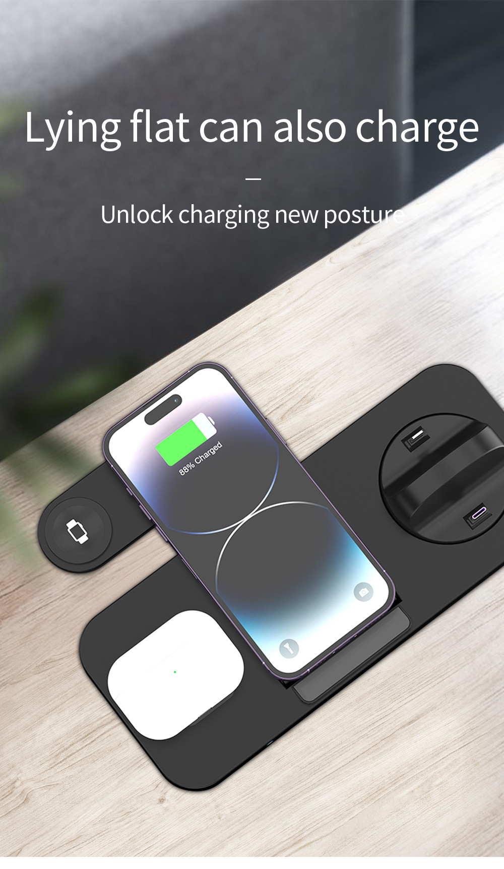 Title 5, Folding Six-in-One Wireless Charging Stand Char...