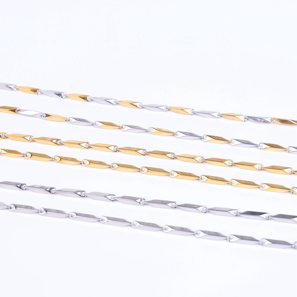 Collana da uomo in acciaio inossidabile al titanio, pendente femminile con diamanti realizzato a mano con catena di semi di melone, catena a bastoncino_voghion.com