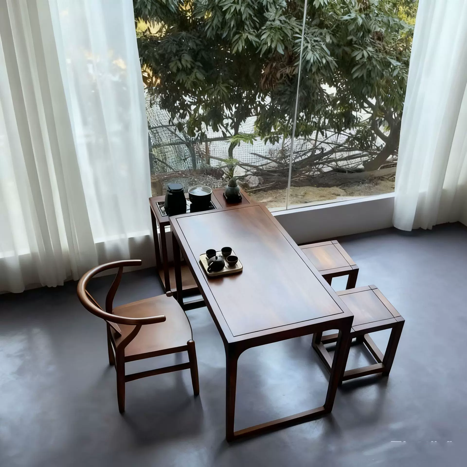 阳台茶桌椅组合老榆木茶桌新中式泡茶桌小户型休闲桌椅家用桌定金