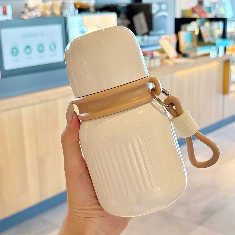 简约精致双饮保温杯坚固提环方便携带独立水杯盖硅胶吸管饮水杯|undefined