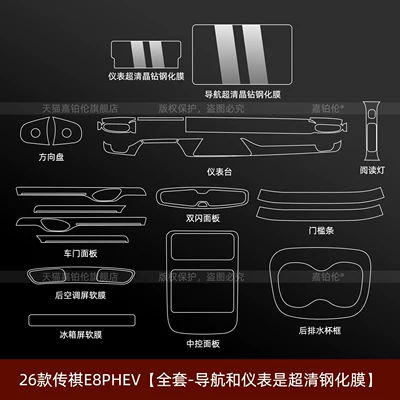 Suitable for 26 models of Car interior film - 26-models-of-trumpchi-e8phevfull-set-navigation-and-instrument-panel-are-ultra-clear-tempered-film