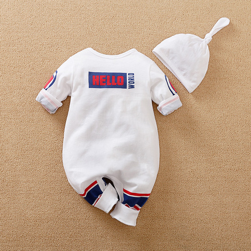 Baby onesie with long sleeves and a hat for summer, cartoon cute and super adorable, crawler suit, drop shipping one piece