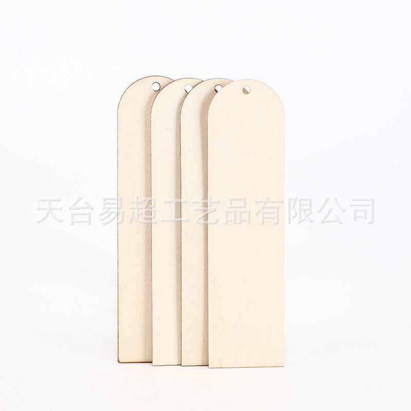 Factory direct blank wooden bookmark DIY wooden craft bookmark special-shaped wood chip pendant decoration laser cutting