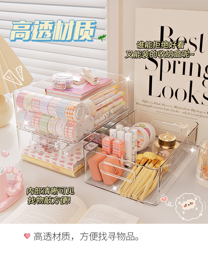 Cabinet Storage Basket Desktop Snack Miscellaneous Organizer Storage Box Plastic Rectangular Transparent Acrylic Storage Container