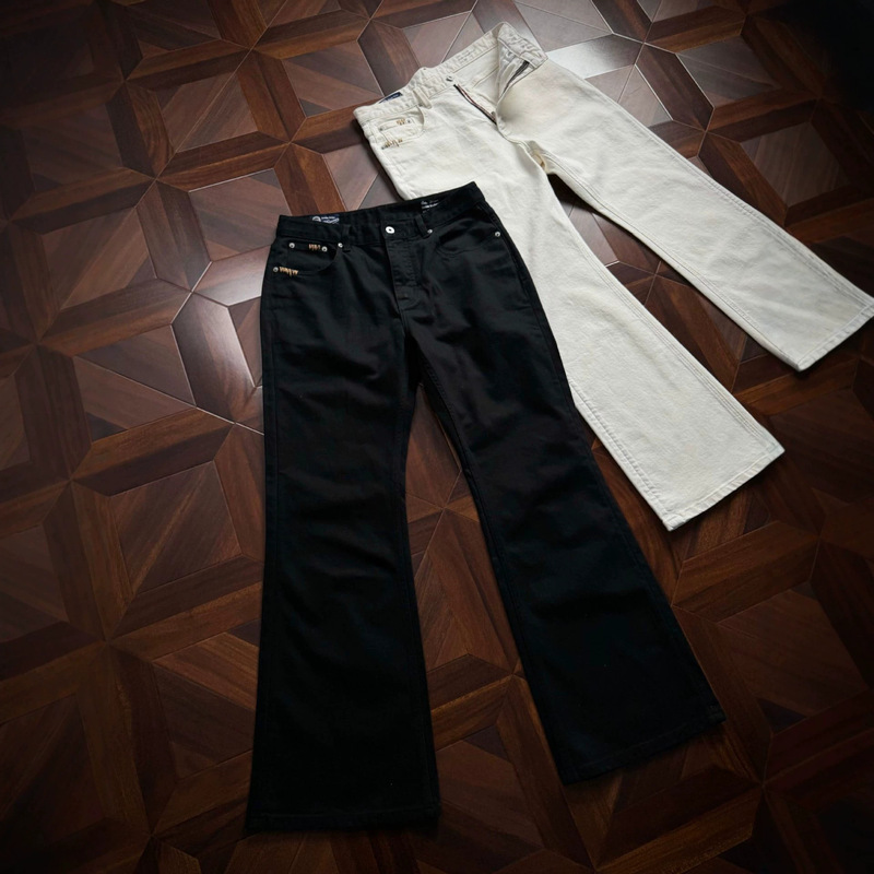 Hot Item: Master Collaboration 008 Hand-Stitched Needle Black and White Kanglong Denim 646 Lightly Washed Slightly Stretchy Texture Men's Jeans