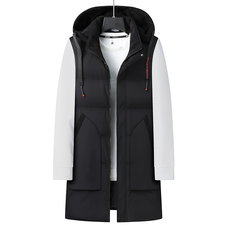 Новый модный толстый толстый средний длинный хлопковый зажим для коня мужской плюс большой размер досуг с капюшоном теплый жилет толстый зимний гром