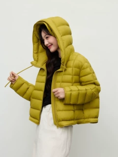 2026新款连帽短款羽绒服女90白鸭绒轻薄保暖宽松泡芙面包服外套