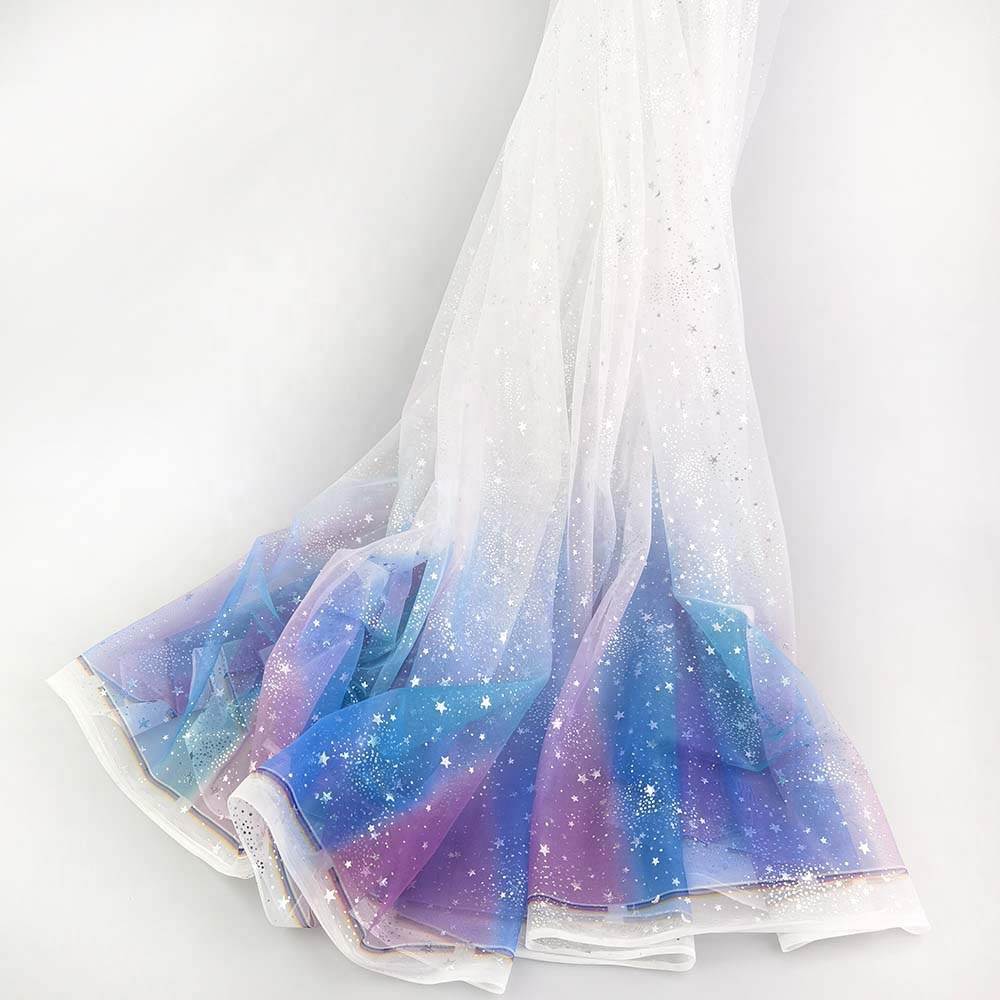 软网星月纱 烫金闪光星星网眼布料 婚庆舞台鲜花装饰纱裙网布