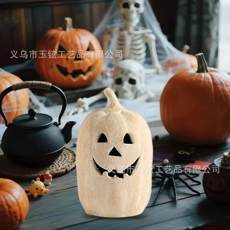 跨境爆款Handmade Terracotta Jack O' Lantern树脂南瓜灯南瓜灯|undefined