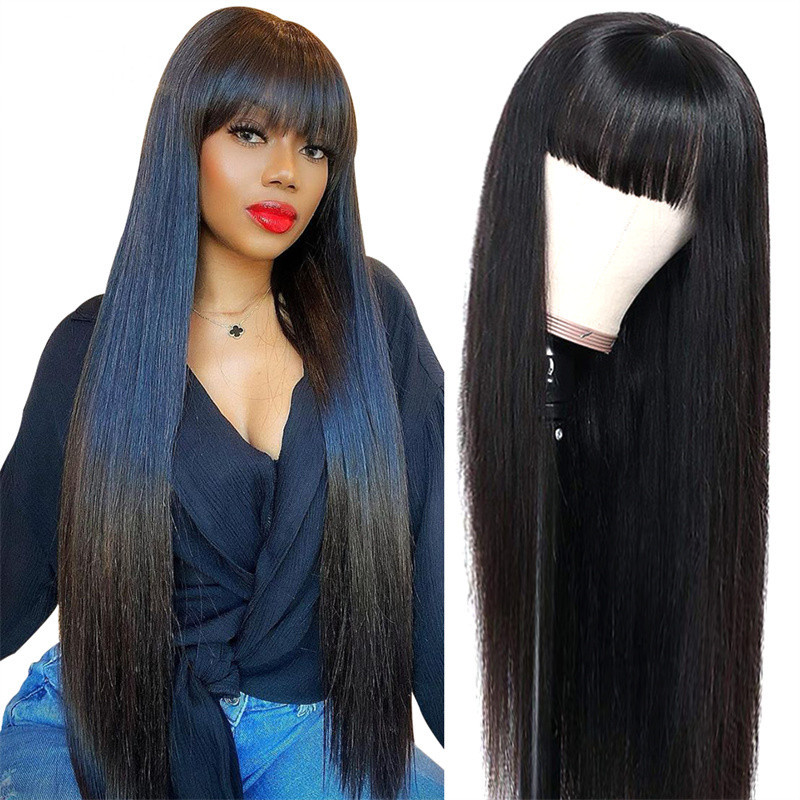 Women's Fashion Street High Temperature Wire Bangs Long Straight Hair Wigs display picture 5