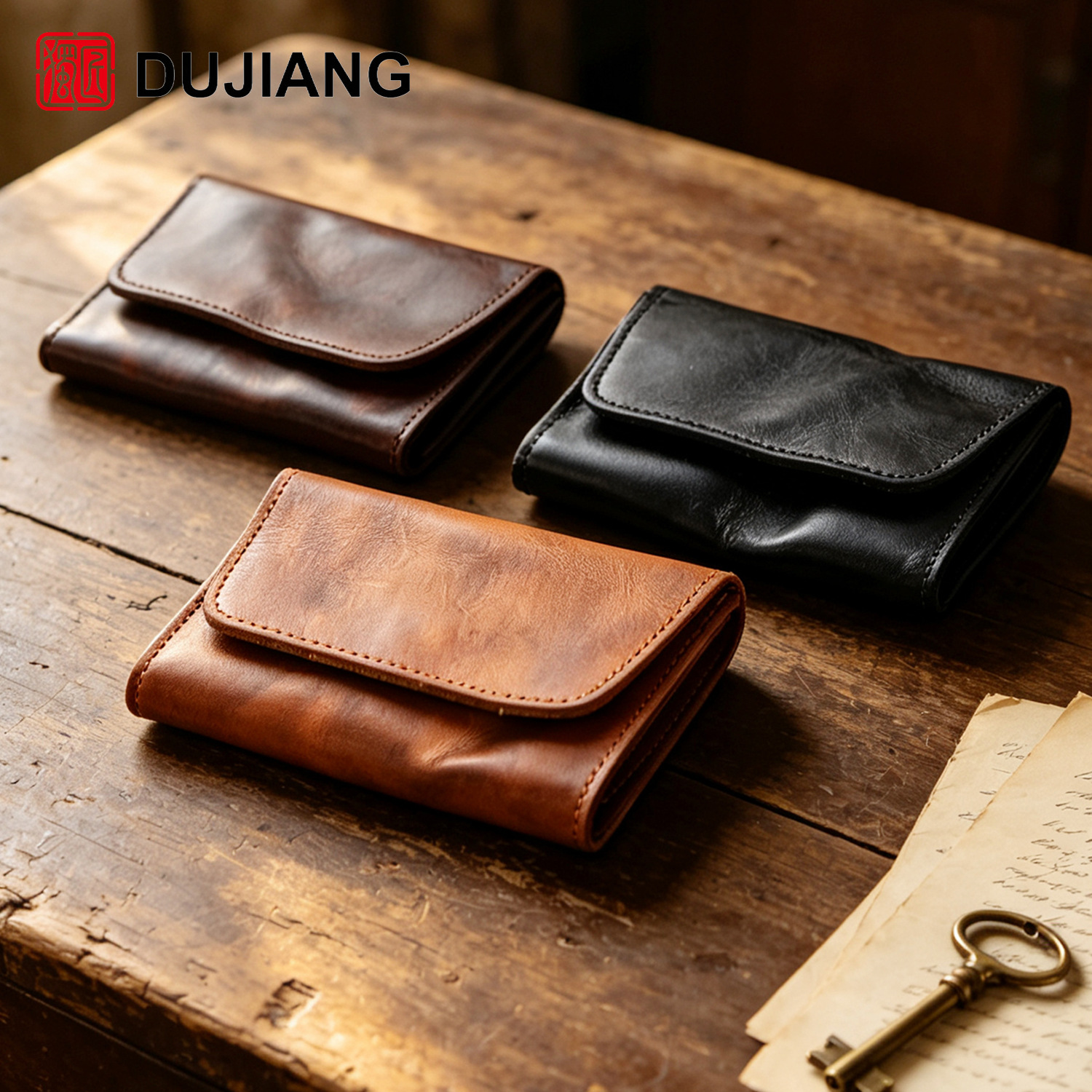 Cross-border new genuine leather wallet, retro, compact, and portable, with a multi-functional design for storing business cards, coins, and cards