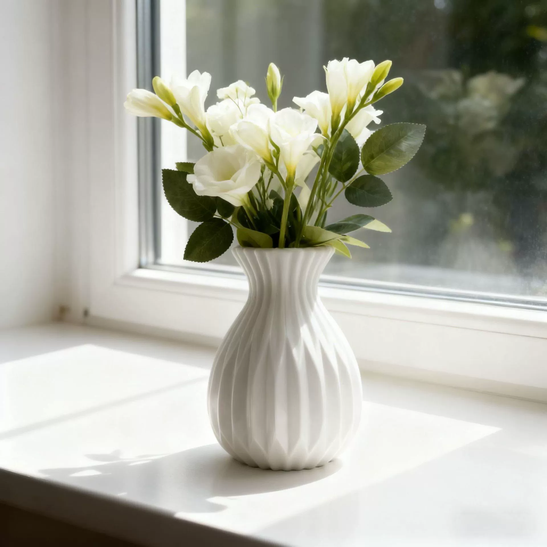 亚马逊跨境水波纹花瓶仿陶瓷塑料插花创意装饰花瓶小清新摆件花盆