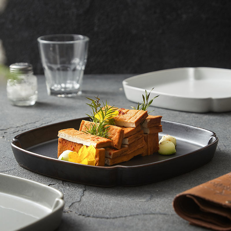 Platos cuadrados profundos de alta calidad, platos de platos creativos para el hogar, platos de hotel, platos de cerámica de restaurante de alta calidad