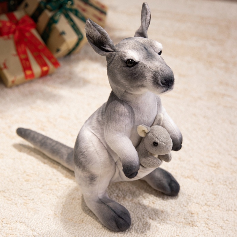 Simulación transfronteriza canguro juguetes de peluche canguro madre e hijo muñecas animales accesorios regalo de cumpleaños para niños