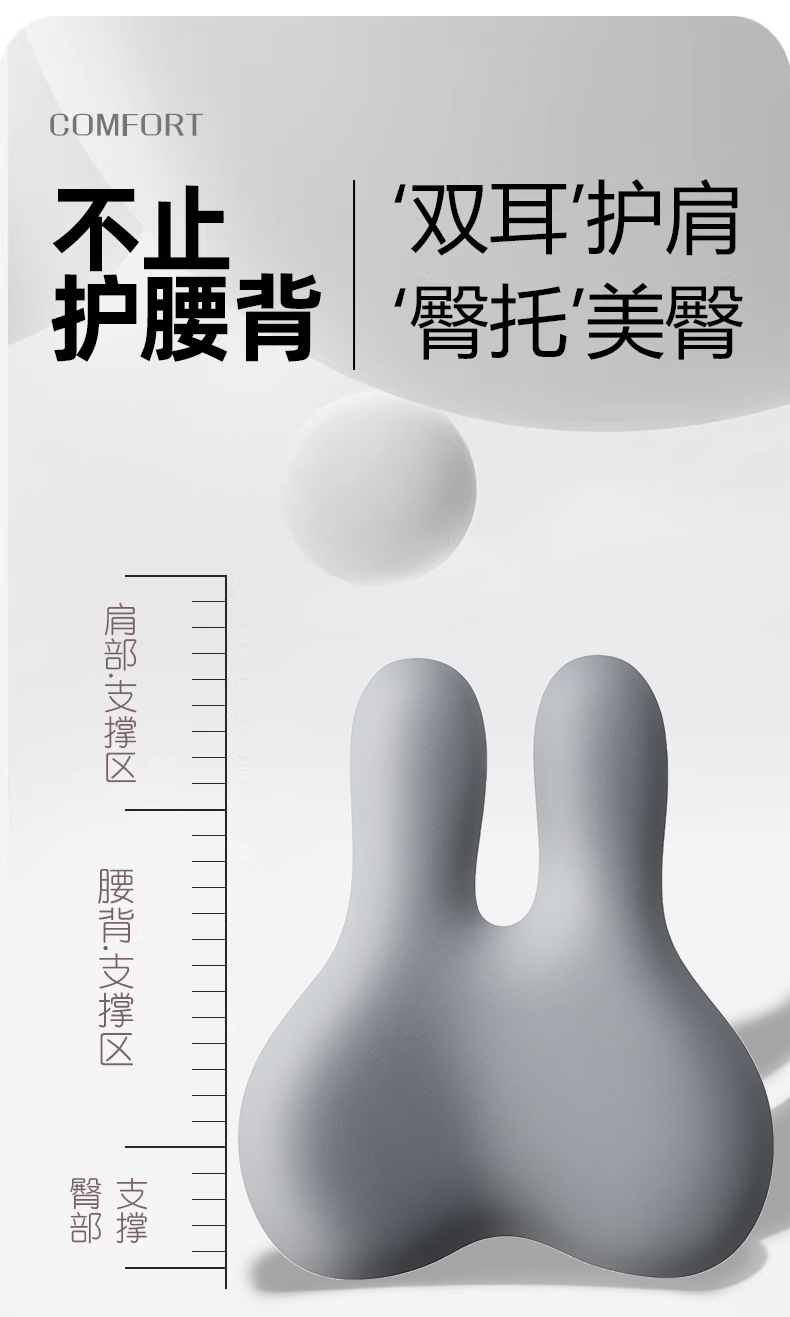 Cross-Border Big Head Rabbit Lumbar Support Office Cushion Memory Foam Car Lumbar Pad Cute Seat Back Cushion
