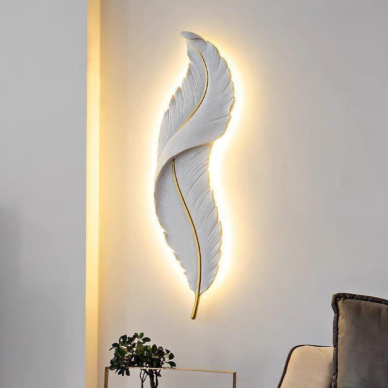 Feather wall lamp living room light luxury creative bedroom bedside entrance feather lamp simple TV background wall lamp