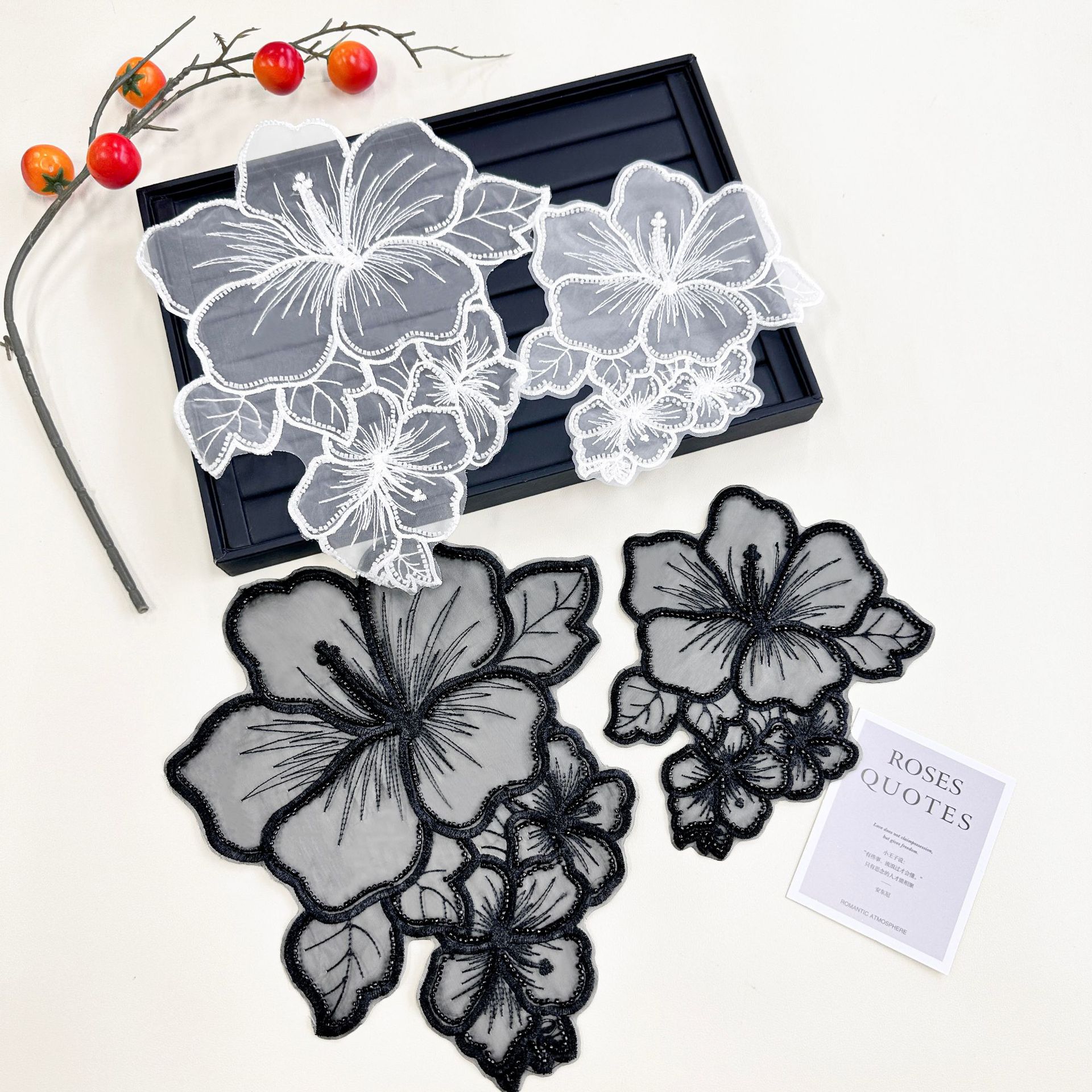 Decoración de prendas de encaje bordado diy parche grande vestido vestido vestido vestido flor Ogan costura a mano accesorios de seda