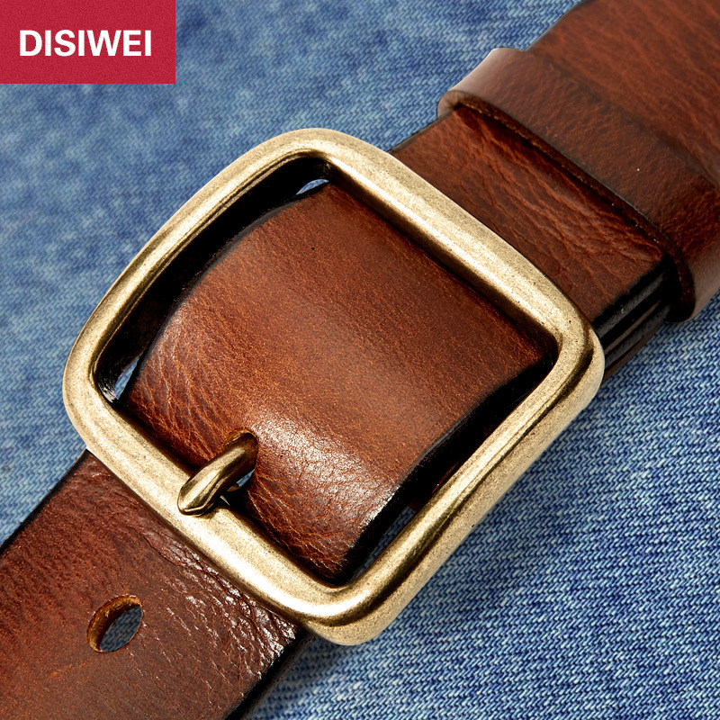 定制复古真皮皮带男针扣粗款中性女士腰带时尚头层牛皮手工女百搭