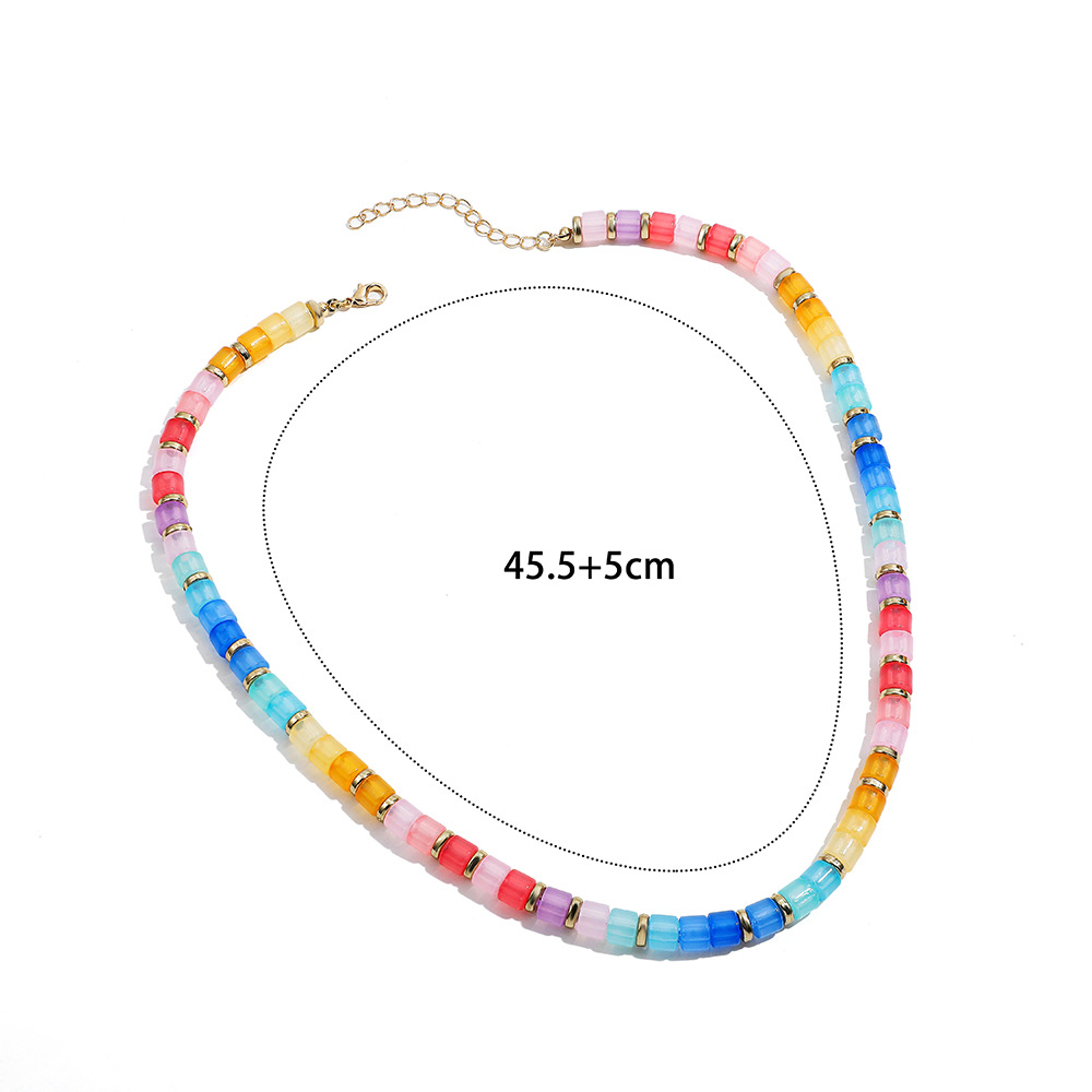 8g Weight Necklace Classification Resin, Copper Chain Material Beaded Chain Chain Type 1 Piece Quantity Holiday, Daily Occasion Resin, Copper Material Colorful Pattern All Seasons Season Women's Gender Vacation Style Vacation Colorful Resin Copper Beaded Chain Beaded Necklaces Wholesale 5