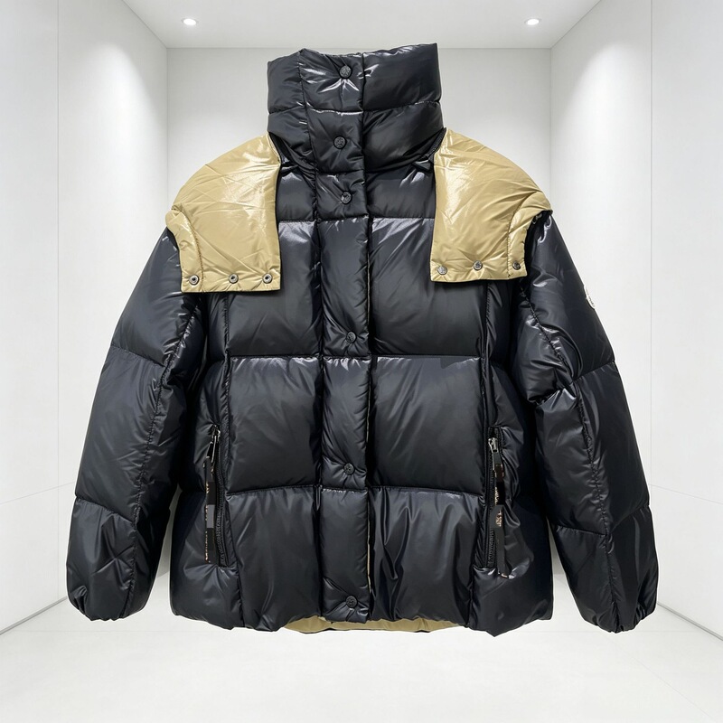 2026 winter new black and gold lacquered Moncler-style down jacket, unisex, thickened for warmth, hooded outerwear 2026 winter new black and gold lacquered Moncler-style down jacket, unisex, thickened for warmth, hooded outerwear