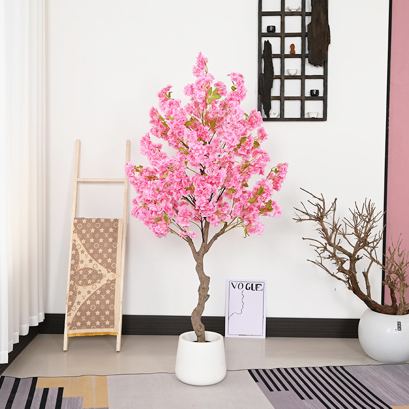 Simulación de árboles de cerezo en maceta decoración interior de ventanas de hotel paisajismo decoración de suelo diseño de boda árboles falsos flores simuladas