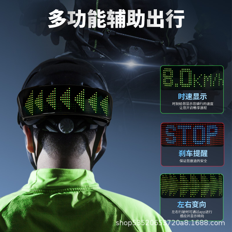 Cross-border new locomotive luminous helmet screen bicycle motorcycle custom editing Bluetooth riding LED full color screen