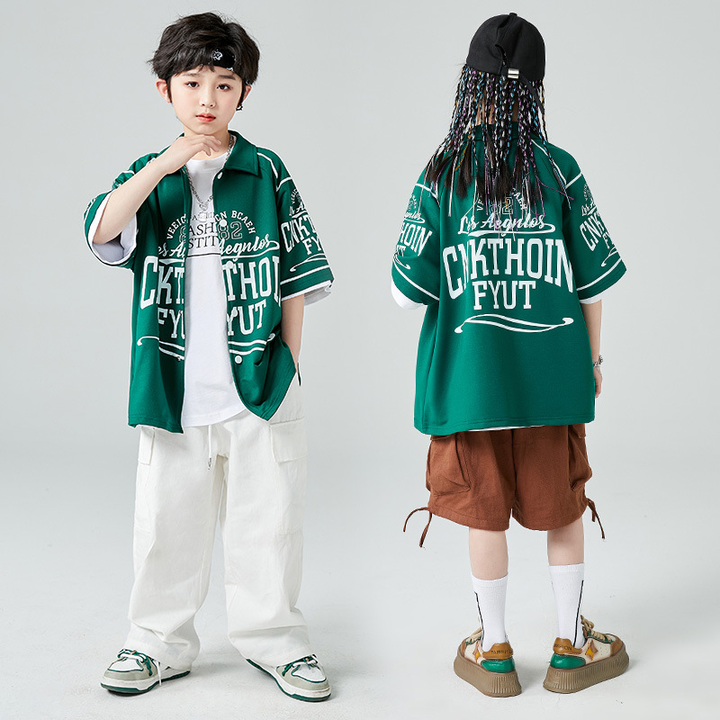 街舞兒童潮服男童hiphop嘻哈寬鬆襯衣套裝演出服少兒走秀表演服裝
