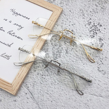 无框眼镜男光感变色商务切边平光镜合金护目防蓝光眼镜架厂家批发