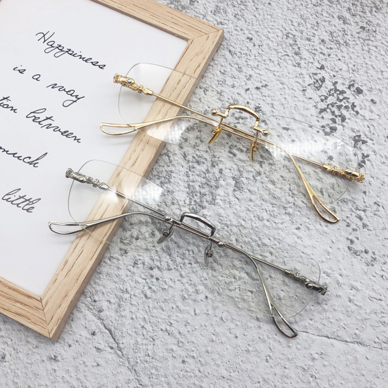 Frameless glasses men's light-sensitive color changing business trimming plain glasses alloy eye protection anti-blue light glasses frame factory wholesale Frameless glasses men's light-sensitive color changing business trimming plain glasses alloy eye protection anti-blue light glasses frame factory wholesale