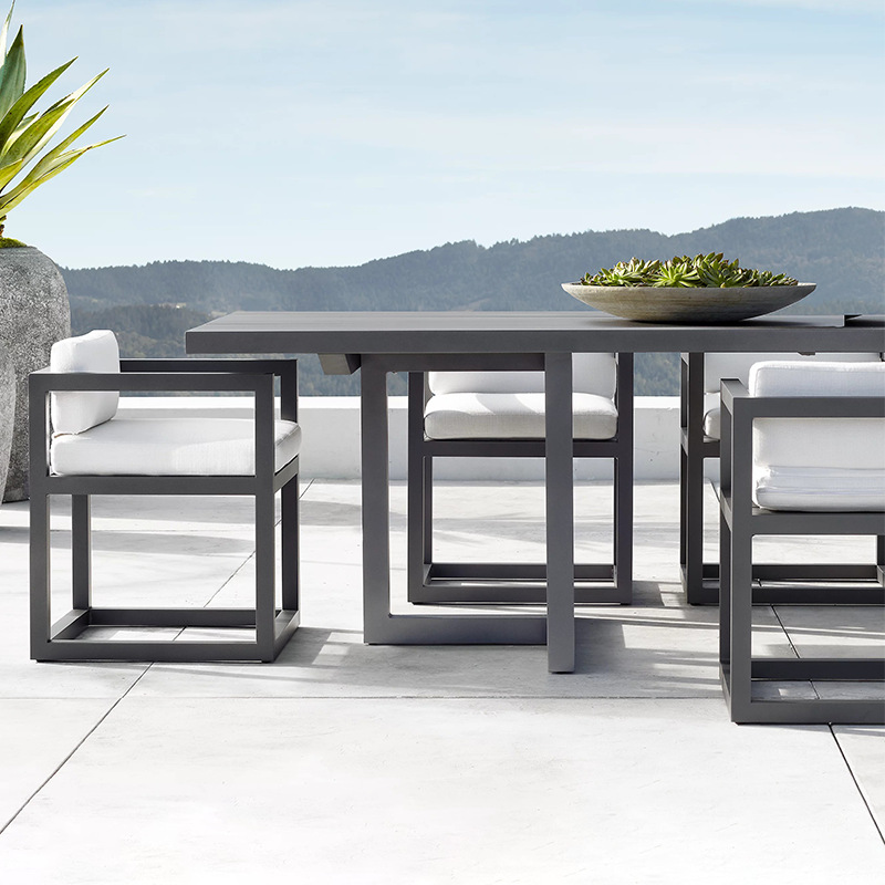 Mesas y sillas de teca para exteriores para patios de villas, mesas largas de madera impermeables para todo tipo de clima, mesas de madera maciza anticorrosivas para jardín exterior.