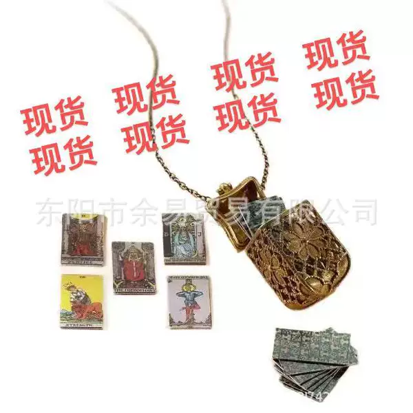 Cross-Border Hot-Selling Item Tiny Tarot Deck Necklace Small Tarot Card Pendant Necklace