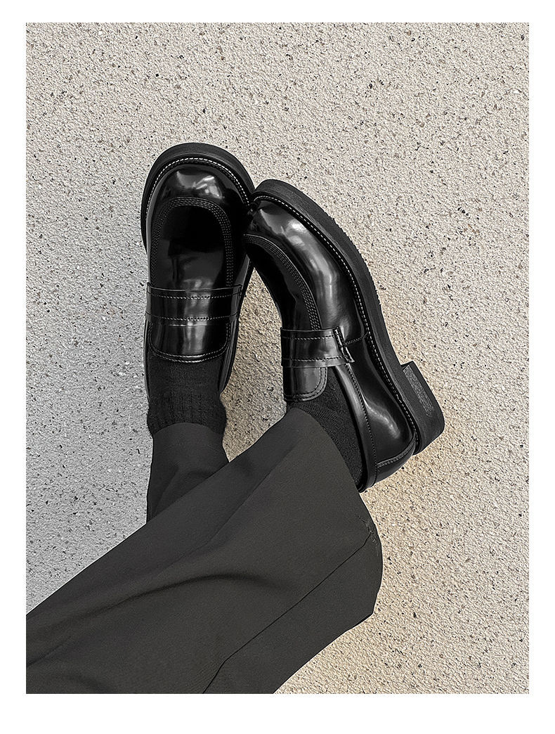 Mocassini casual da uomo ShoeVault in pelle con suola spessa, stile britannico alla moda, slip-on con rialzo, adatti per il lavoro e l'ufficio_voghion.com