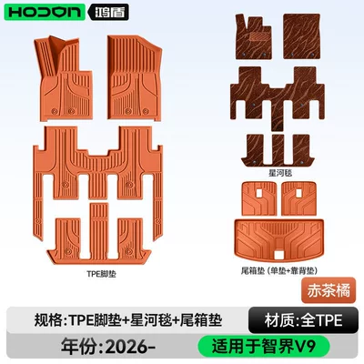 Modelə uyğun ayaqaltı — Accessories, Trunk Mat Supplies Collection - 212t01-zhijie-v9-26-models-seven-seats-package-model-red-tea-orange-tpe-thickened-brown-galaxy-blanket-trunk-single-cushion-back-cushion