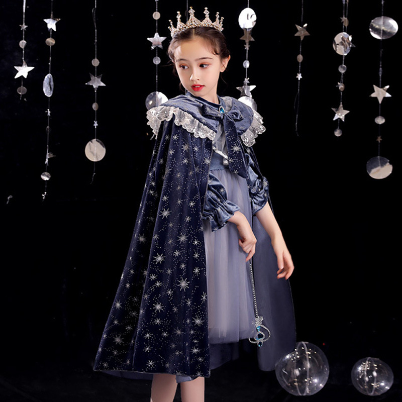 Halloween children's cloak for girls, Christmas plush robe, Frozen Elsa princess cape overlay cloak