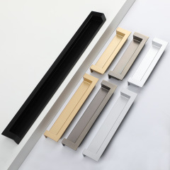 Folding handle, hidden installation handle, modern built-in groove handle, sliding door embedded black handle