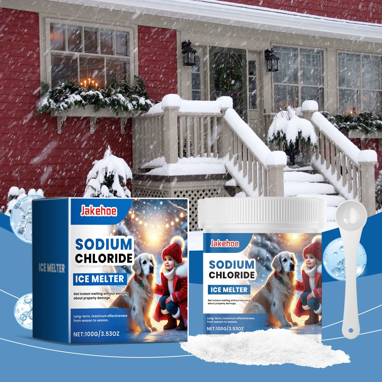JAKEHOE Pet-благоприятный ледоплавильный агент зимний бетонный пол Улица Pet-дружелюбный таяние льда и таяние снега