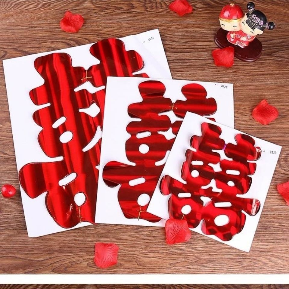 marry Hi word Wedding celebration Marriage room Wedding car decorate Car sticker Hollow Light Window Doors and windows Glass Sticker Paper-cuts for Window Decoration paper-cut