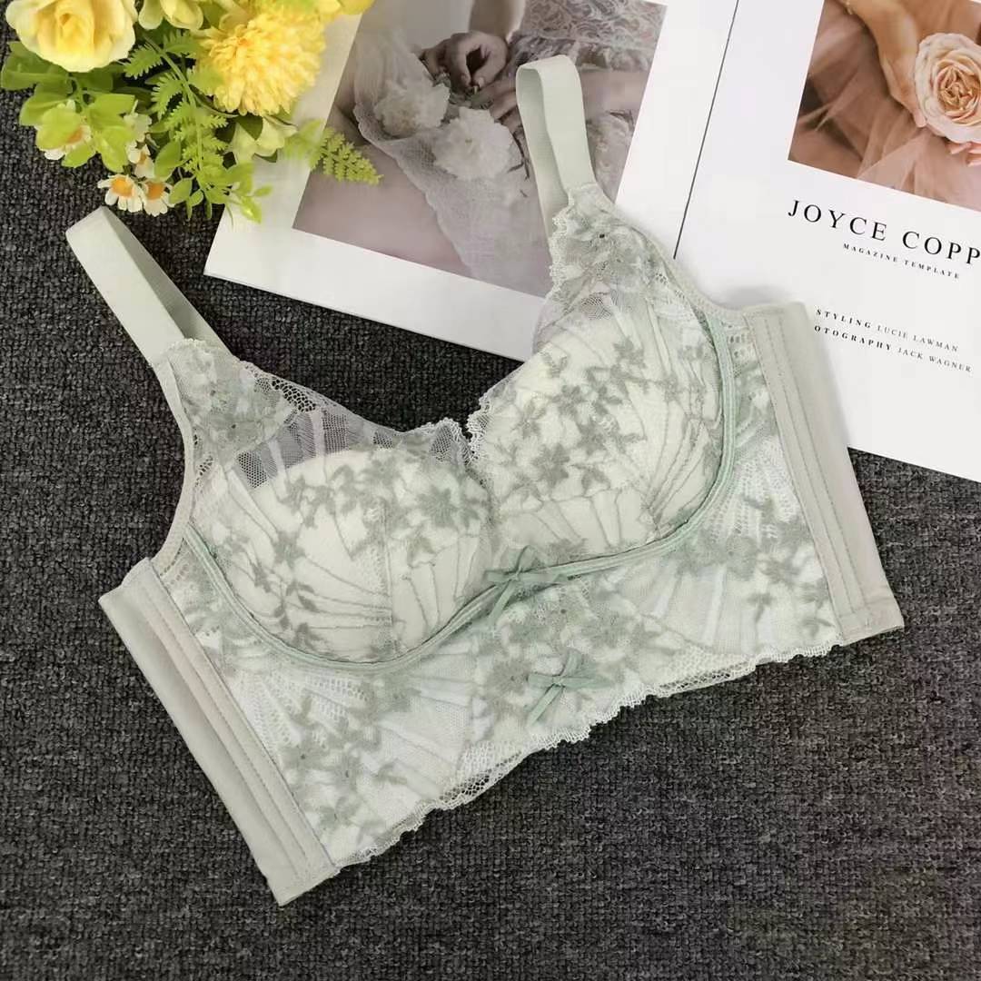 Nuevo sujetador de alta calidad de moda de encaje jacquard transpirable y cómodo ajuste lateral de pecho de cinco botones ropa interior mujer image 4