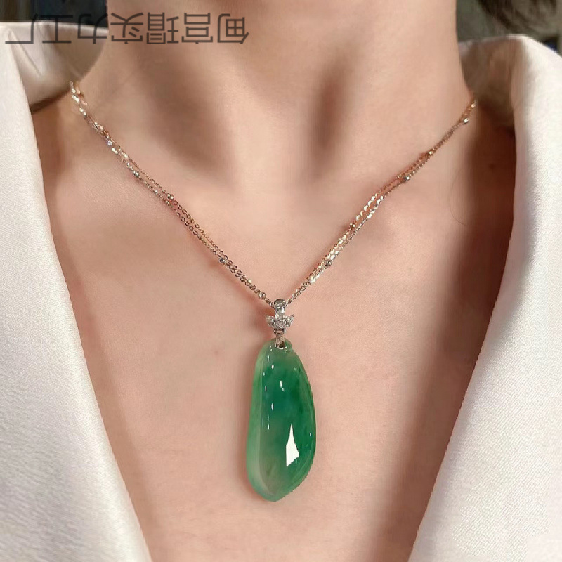天然缅甸冰种福瓜翡翠吊坠老坑a货满绿豆子平安扣玉坠男女款带证
