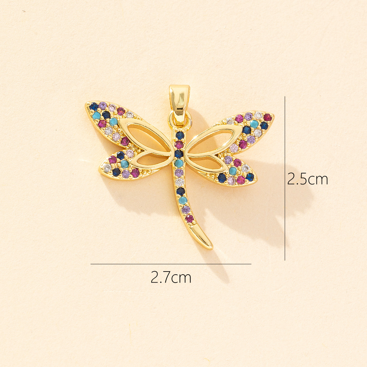 1 Piece Copper Zircon Dragonfly Pendant display picture 2
