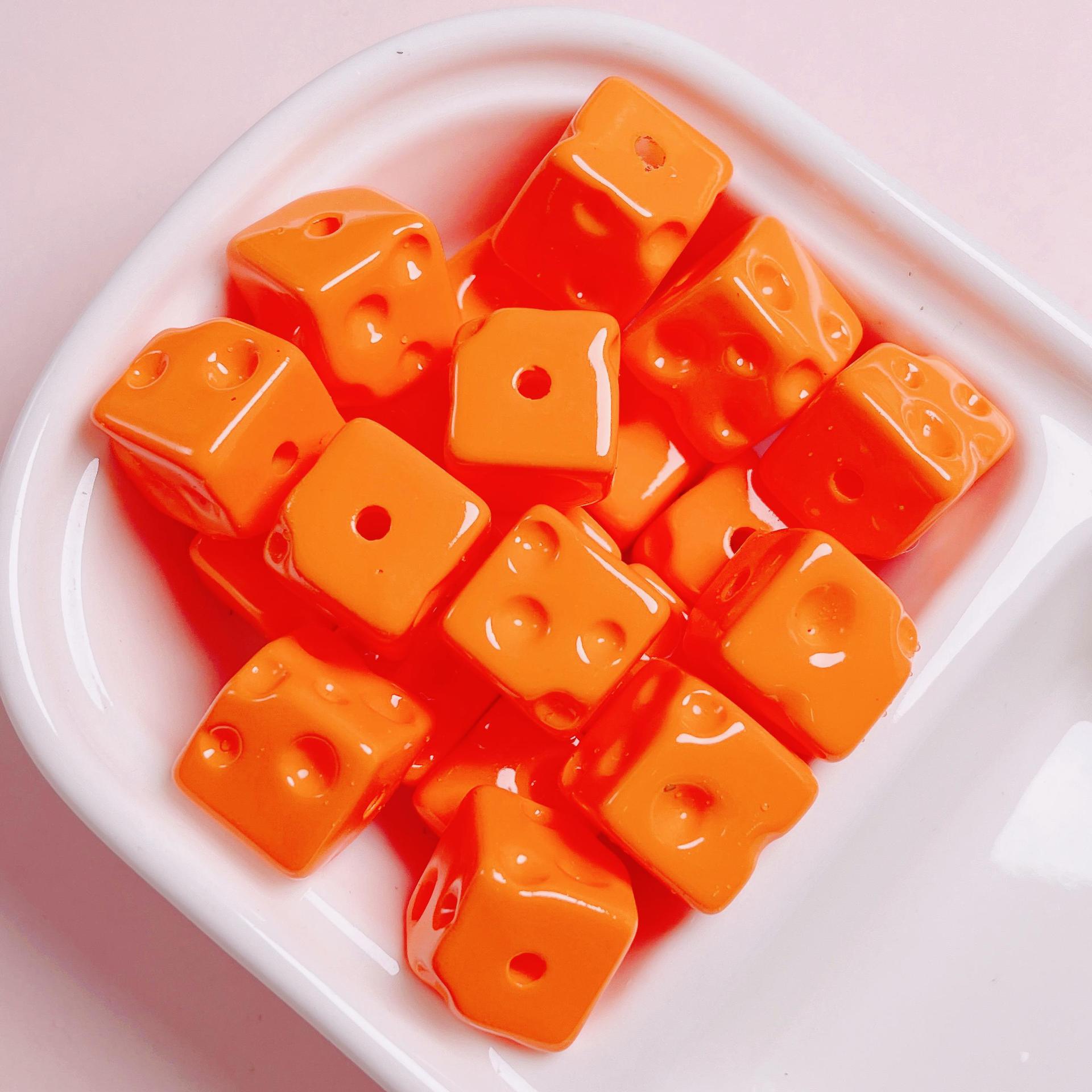 Acrílico color caramelo queso agujero recto beads diy accesorios de joyería de cadenas de teléfonos móviles colgantes de beads sueltos llaveros beads