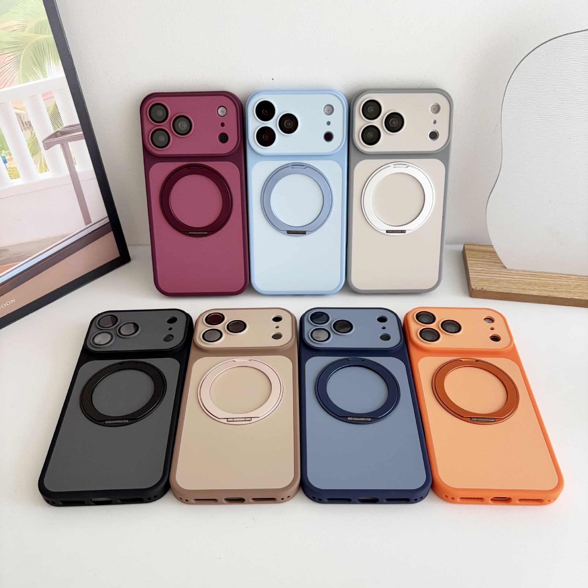 Funda Magnética con Soporte Giratorio para iPhone 18 Pro / 17 / 16 de PC Antigolpes