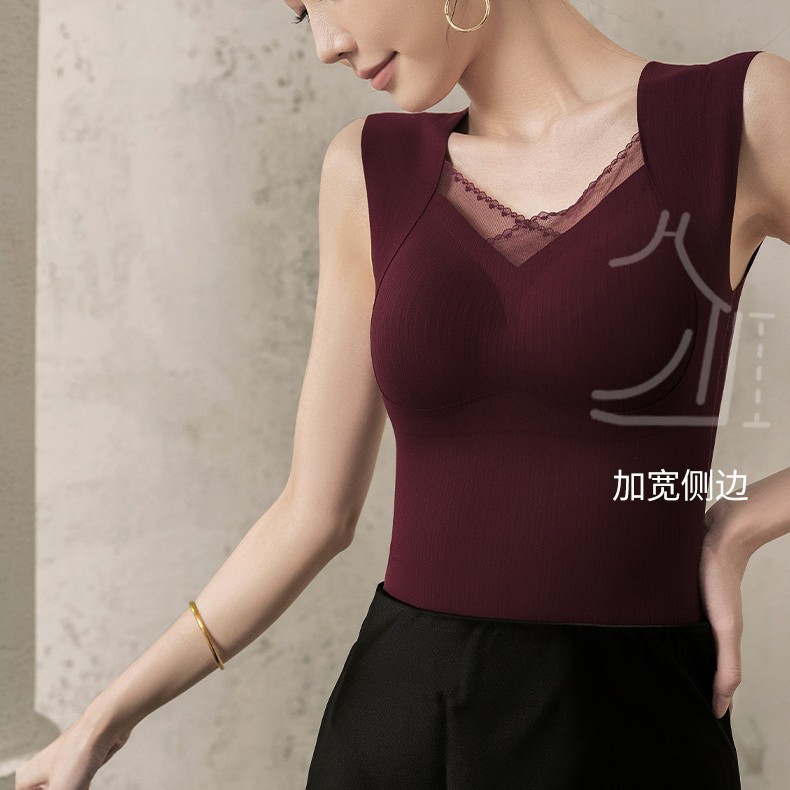 秋冬无痕保暖塑身紧身背心无钢圈免穿文胸打底收腹背心