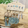 Earrings, retro ethnic set with tassels, European style, suitable for import, ethnic style