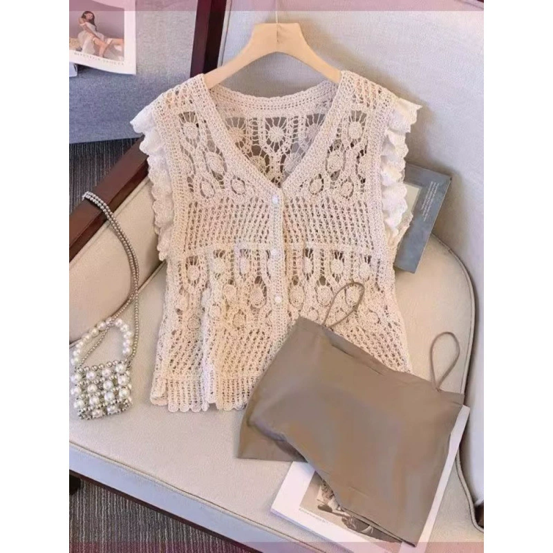 Летняя одежда с полным набором женских вязаных свитеров без рукавов