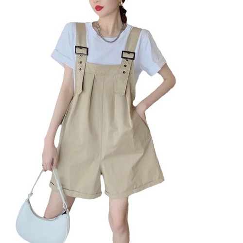 Work overalls shorts women's summer shorts jumpsuits for small people new Korean style loose thin wide leg pants trendy