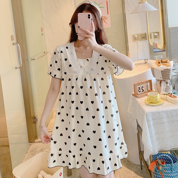 Comercio exterior transfronterizo pijama de mujer de verano de mangas cortas de seda de leche encaje lindo dibujos animados pijama de estudiantes ropa delgada