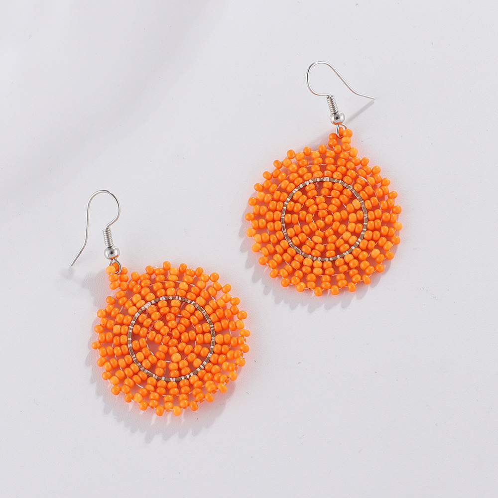 22g Weight Steel, Iron Ear Needle Material Drop Earrings Classification 1 Pair Quantity Holiday, Daily Occasion Seed Bead Material Geometric Pattern Women's Gender Beaded Design Bohemian Style 1 Pair Bohemian Geometric Beaded Seed Bead Drop Earrings 5