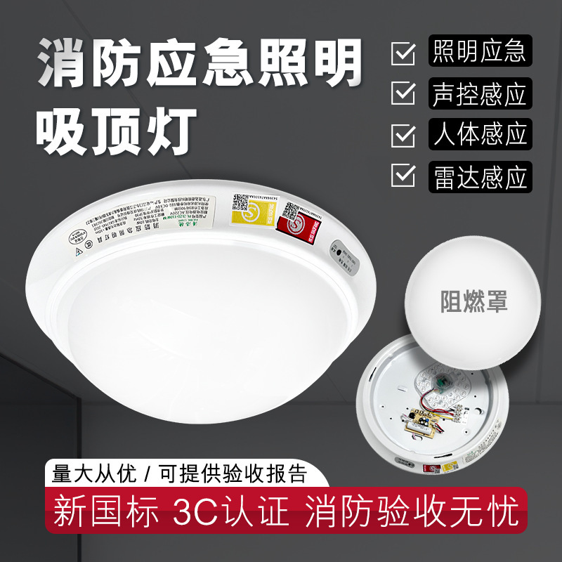 Fire Emergency Ceiling Light, Voice-Activated Human Body Sensor Light, Corridor Shopping Mall Power Outage Lighting, Emergency Light, Emergency Lighting