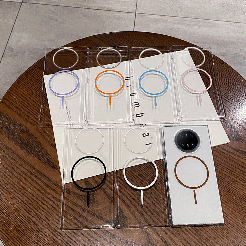 Aplicable a Huawei MATE70PRO funda transparente para teléfono móvil mate60 de círculo fino atractivo magnético de alta transparencia tendencia funda para PC anti-caída nueva